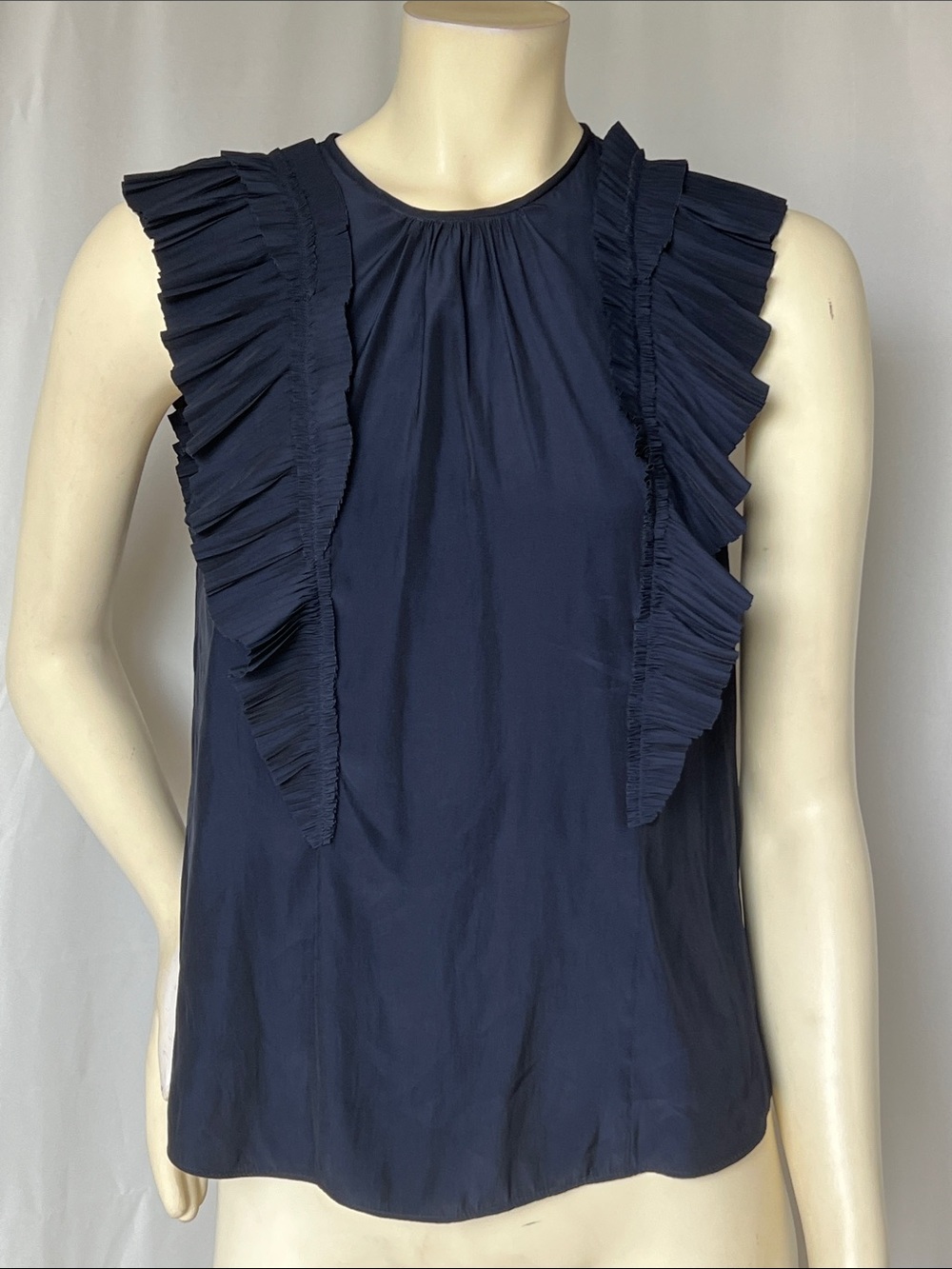 NWT Joie Navy Pleated Ruffle Sleeveless Camisole